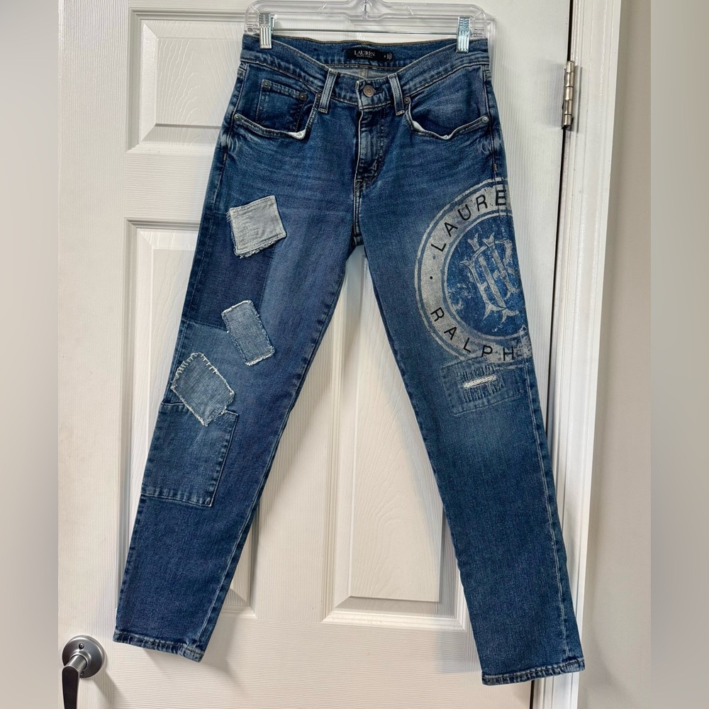 Lauren Ralph Lauren Patchwork Relaxed Tapered Ankle Jeans Size 0 Great Condition